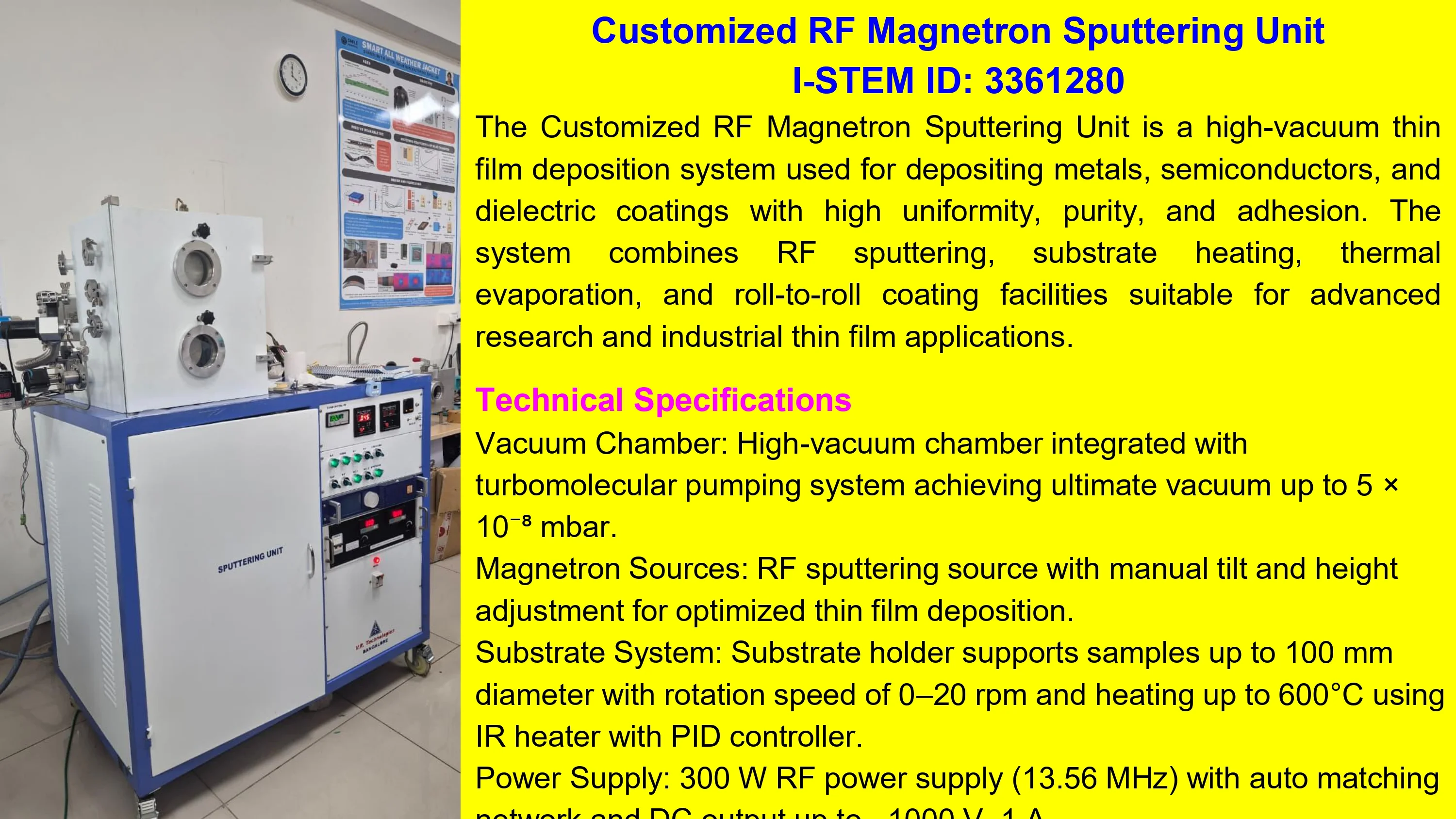 Customized RF Magnetron Sputtering Unit