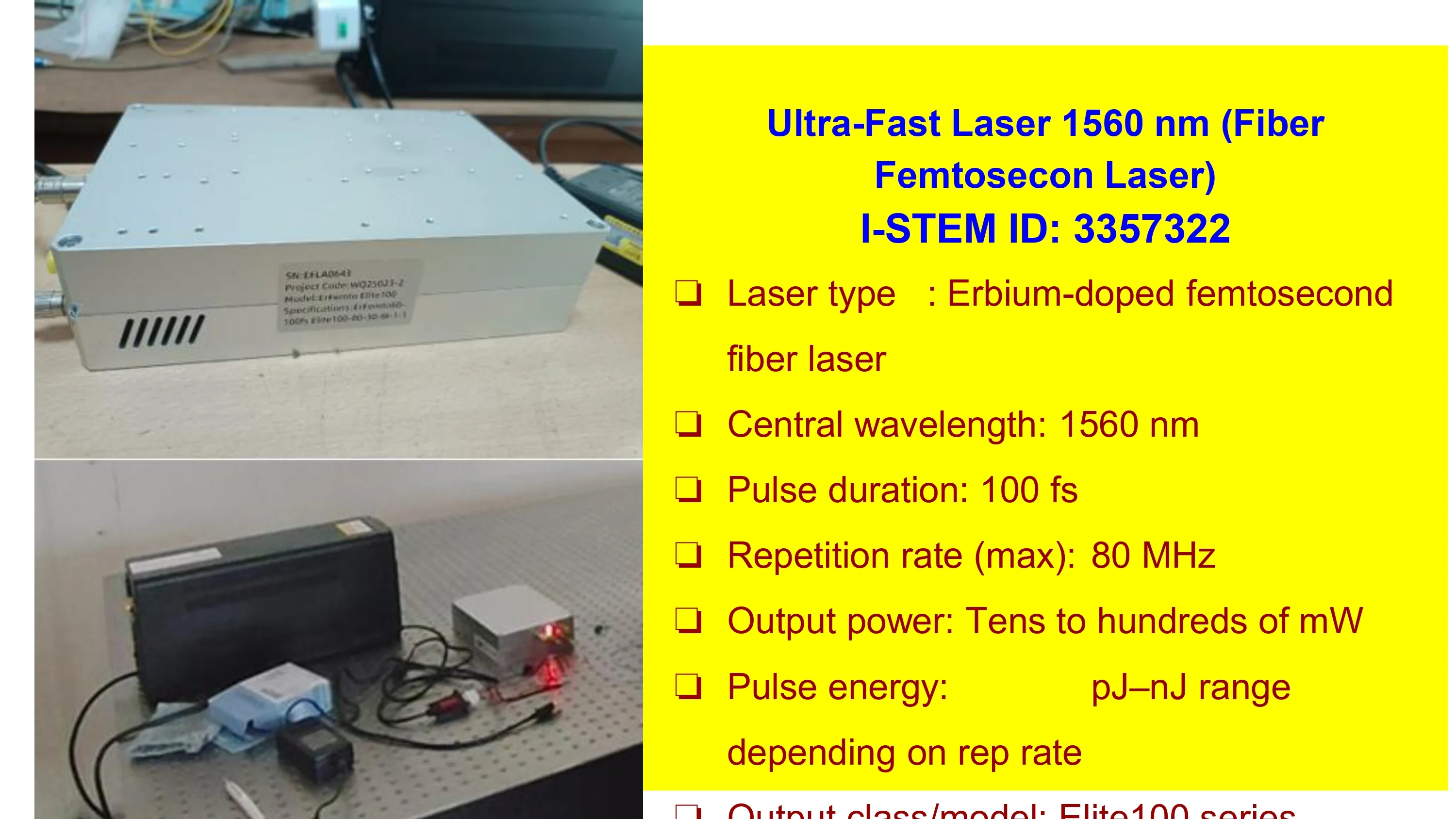 Ultra-Fast Laser 1560 nm (Fiber Femtosecond Laser)
