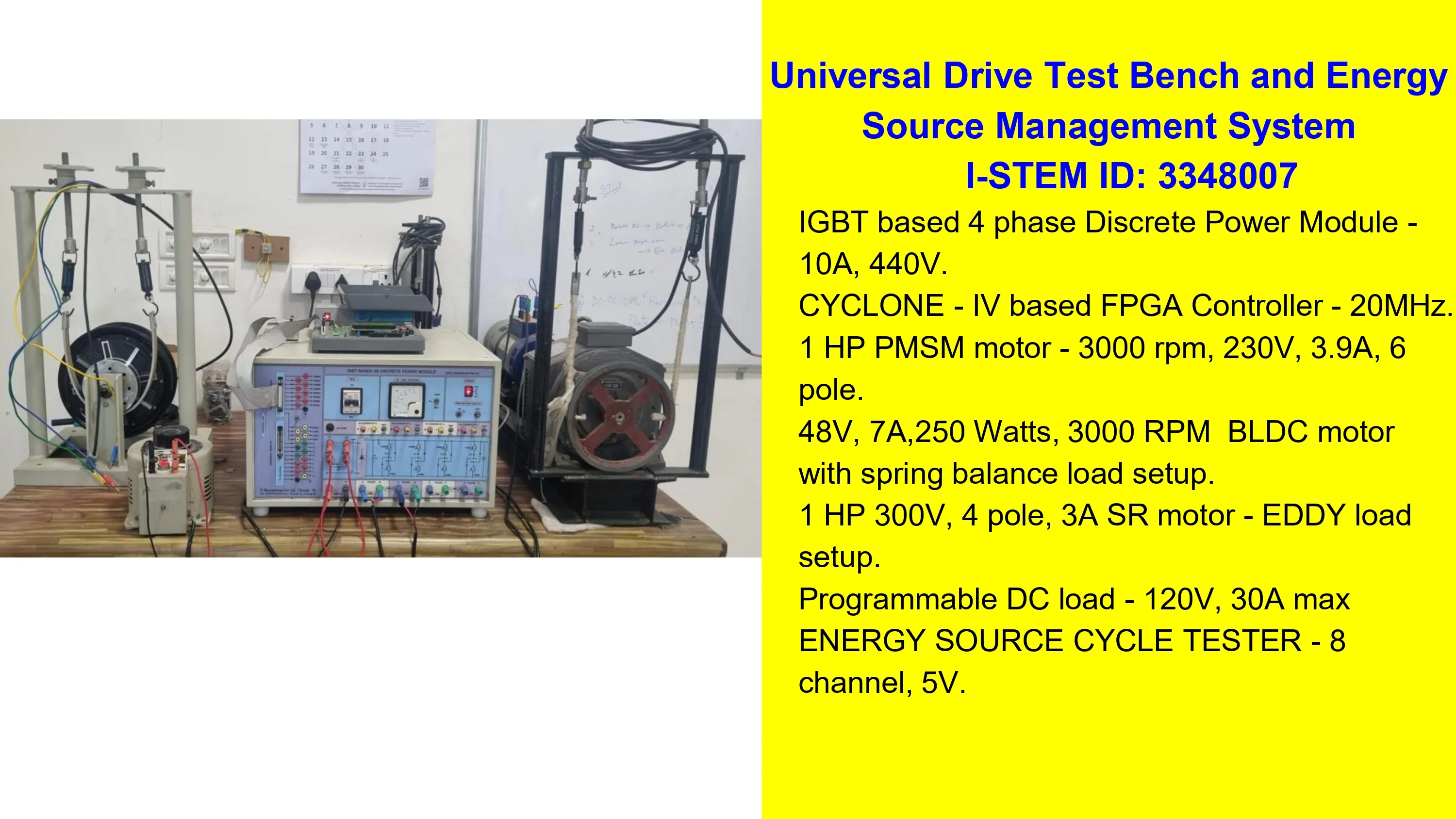 Universal Drive Test Bench And Energy Source Management System